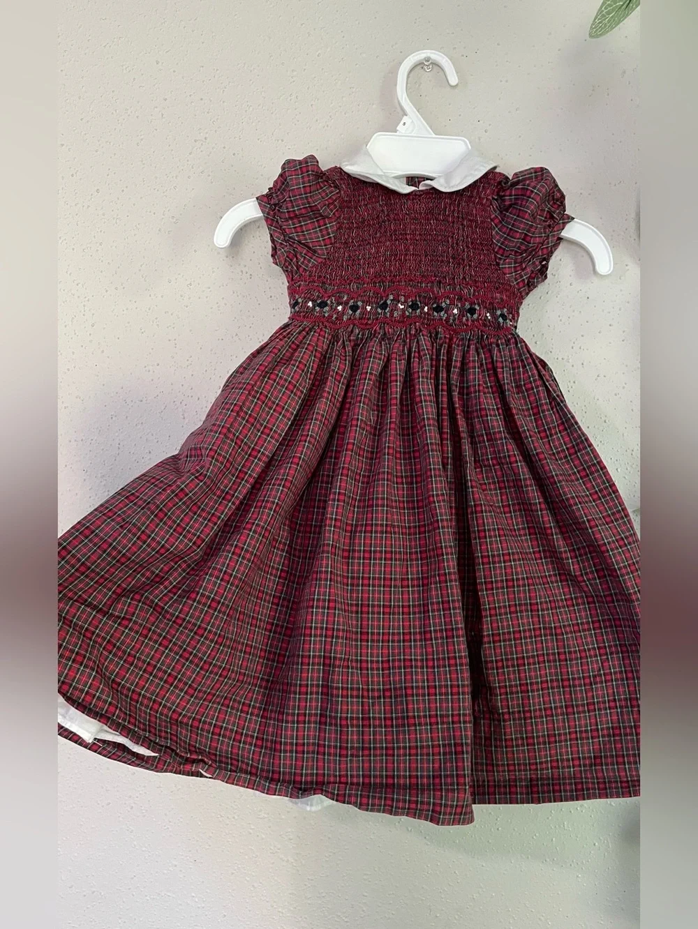 Ralph Lauren Girls Smocked Plaid Holiday Dress Red Size 3T Christmas